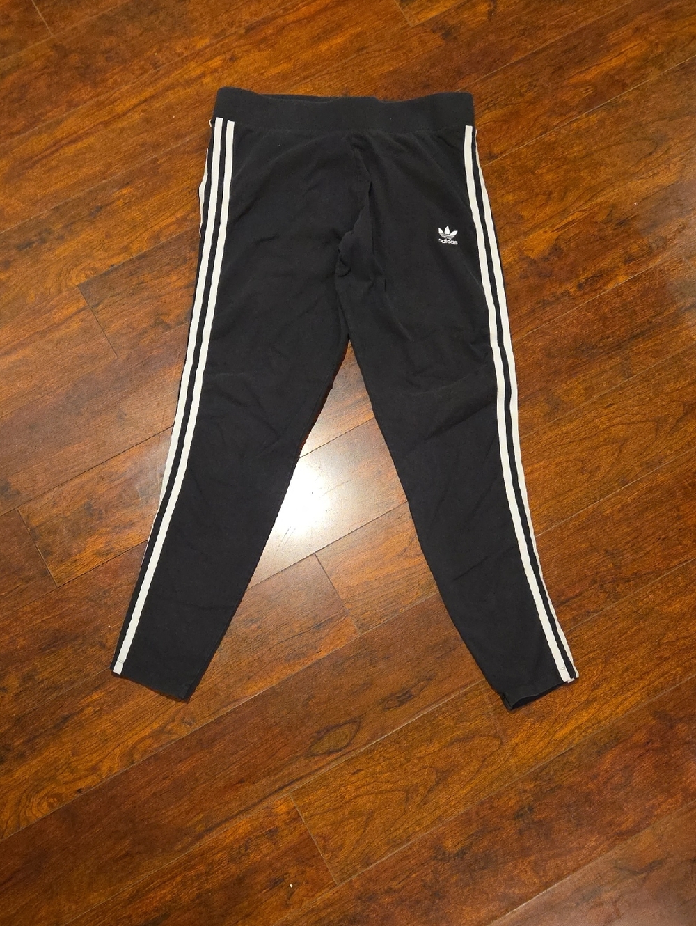 adidas Black Leggings with White Side Stripes